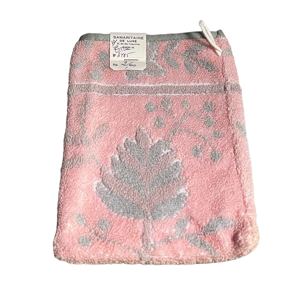 VTG Samaritaine De Luxe Bath Mitt Glove Cotton French Terry Washcloth Hand Towel
